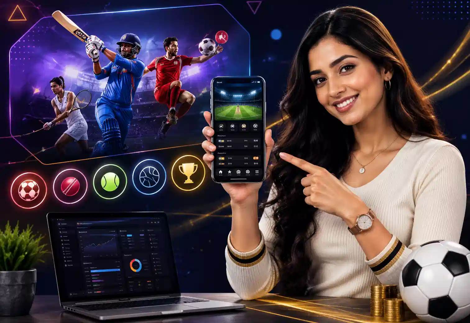 Cricket stadium representing online cricket ID and sports betting information