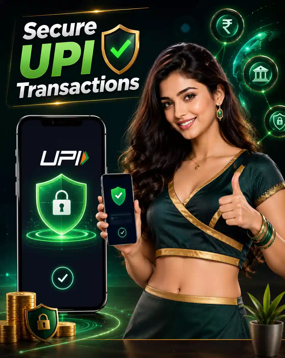 Security shield and lock concept for secure UPI transactions